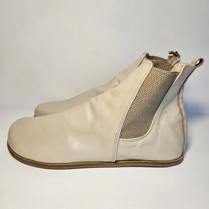 Aintap Barefoot Chelsea Boots Cream Leather Handmade Men 45 Grounding Sole